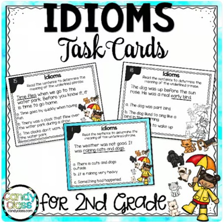 Idioms in Context Task Cards Review Game Activity Practice 2nd Grade Vocabulary image preview 2