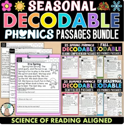 Fall Winter Spring Summer Decodables Phonics Passages Reading Comprehension image preview 2