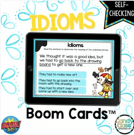Digital Idioms in Context 2nd Grade ELA Vocabulary Boom Cards Review Activity image preview 2