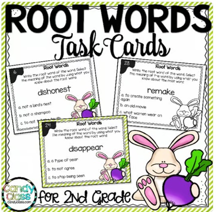 Root Word Task Cards 2nd Grade ELA Vocabulary Activities Task Cards Scoot Game image preview 2