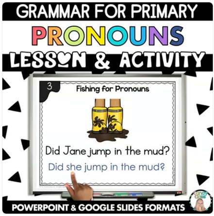 Pronoun Activity 1st Grade Grammar Practice Review Google Slide Digital Resource image preview 2