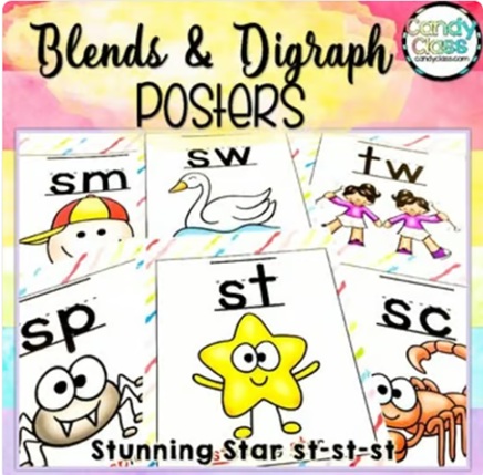 Consonant Blends and Digraph Posters Fun Chants Phonics Sound Wall Kindergarten image preview 2