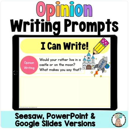 1st Grade Opinion Writing Prompts Activity Seesaw Google Slides Digital Resource image preview 2