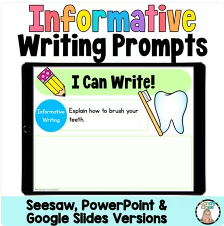 1st and 2nd Grade Informative Writing Prompts Activity Seesaw Google Slides Use image preview 2