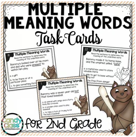 Multiple Meaning Words 2nd Grade ELA Vocabulary Activity Task Cards Scoot Game image preview 2