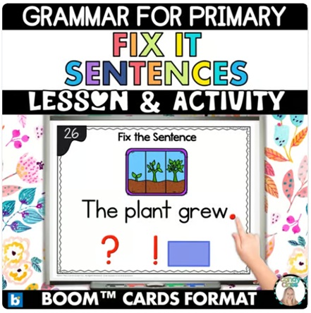 The Fix it Sentences Kindergarten Grammar Practice Boom Cards Activities Review image preview 2