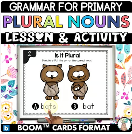 Regular Singular and Plural Nouns s Digital Task Cards Boom Card Grammar Games image preview 2