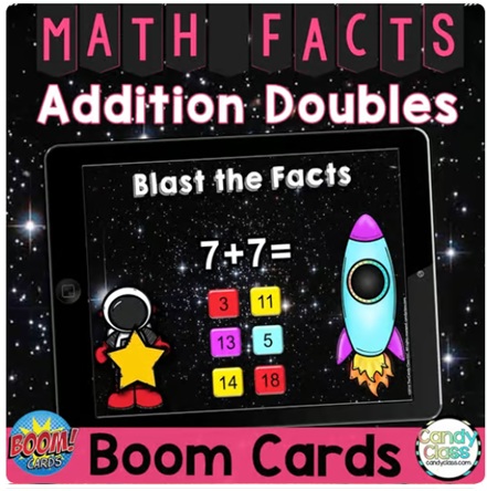 Math 1st & 2nd Grade Addition Doubles Facts Fluency Boom Card Digital Games image preview 2
