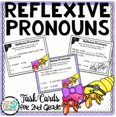 Reflexive Pronoun 2nd Grade ELA Grammar Practice Task Cards Scoot Game image preview 2