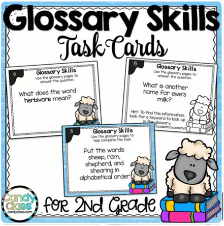 Glossary Skills 2nd Grade ELA Vocabulary Activity Task Cards Scoot Game image preview 2