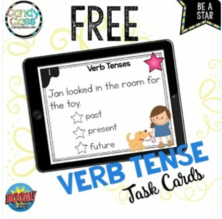 FREE Verb Tenses Boom Cards™ 2nd Grade Grammar Practice Center Activities image preview 2