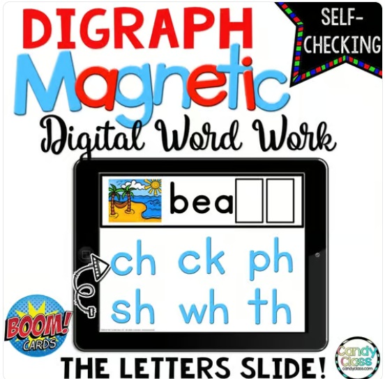 Consonant Digraphs Boom Card Phonics Game Digital Word Work Magnetic Activities image preview 2