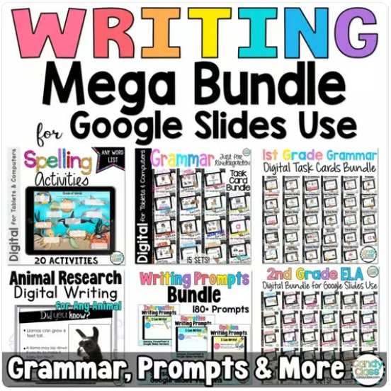 Writing Research Writing Prompts Grammar Spelling Google Slides Digital Resource image preview 2