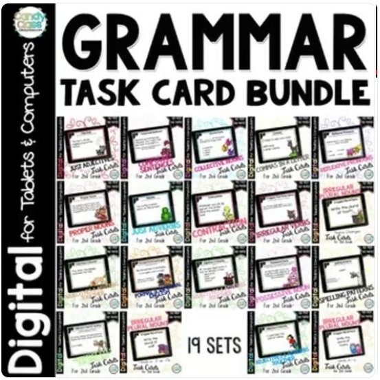 2nd Grade Grammar Practice Review Activity Google Slides Verbs Adjectives Adverb image preview 2