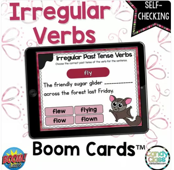 Digital Irregular Past Tense Verbs 2nd Grade Grammar Practice Boom Card Activity image preview 2