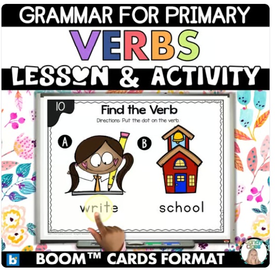 Action Verb Kindergarten Grammar Practice Review Digital Boom Card Activity Game image preview 2