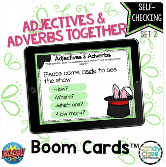 Digital Adjectives & Adverbs Boom Cards Digital 2nd Grade ELA Grammar Centers image preview 2