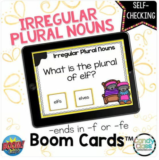Irregular Plural Nouns Ends in F 2nd Grade ELA Grammar Practice Boom Cards image preview 2