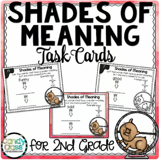 Shades of Meaning Synonym Vocabulary Activity Task Cards Scoot Grammar Game  image preview 2