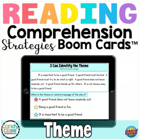 Digital Theme Boom Cards Digital Reading Strategies Games Reading Comprehension image preview 2