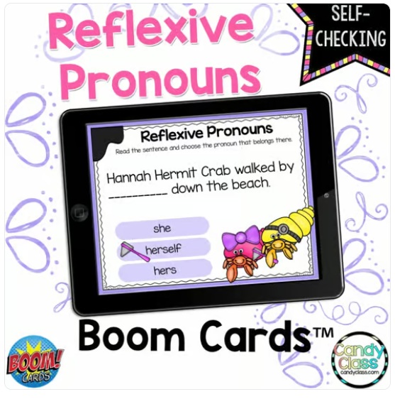Reflexive Pronouns Boom Cards Digital 2nd Grade Grammar Practice Review Activity image preview 2