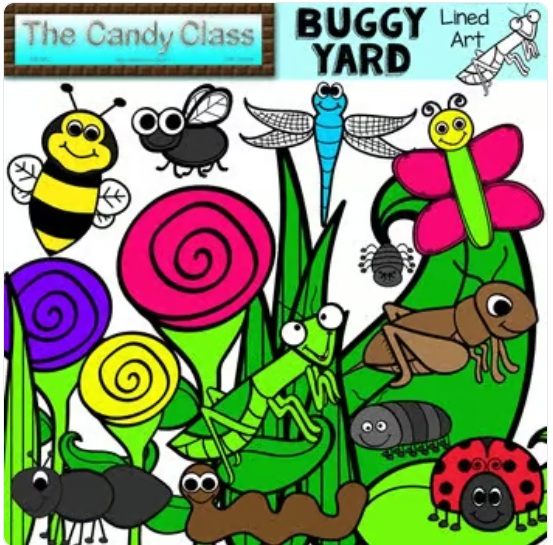 Bug Insect Spring Clipart Dragonfly Butterfly Cricket Praying Mantis Ladybug Ant image preview 2
