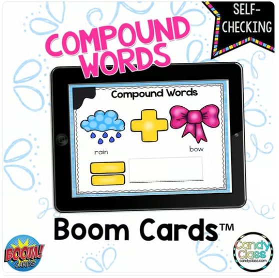Digital Compound Words 2nd Grade ELA Grammar Practice Boom Cards Activity Game image preview 2