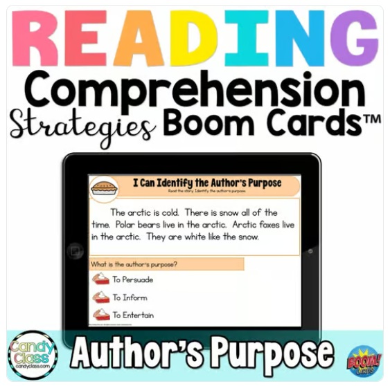Digital Author's Purpose Boom Cards Games Digital Reading Comprehension Passages image preview 2