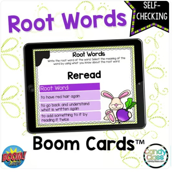 Digital Root Words 2nd Grade ELA Vocabulary Prefixes Boom Card Game Activities image preview 2
