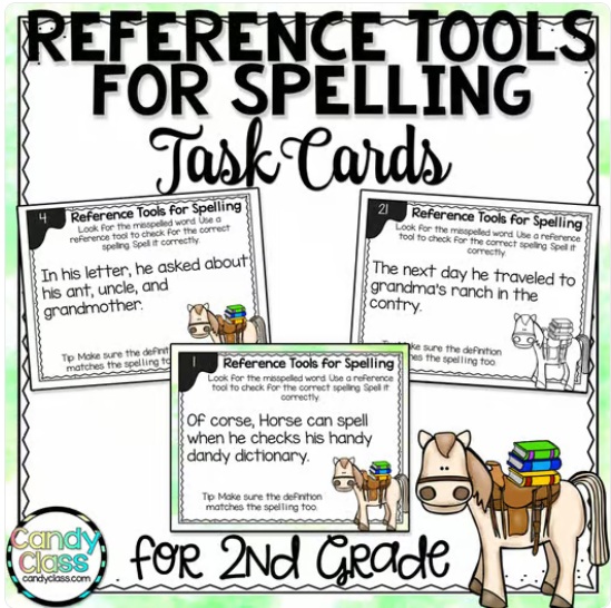 Spelling Reference Tools 2nd Grade ELA Grammar Practice Task Cards Scoot Game image preview 2