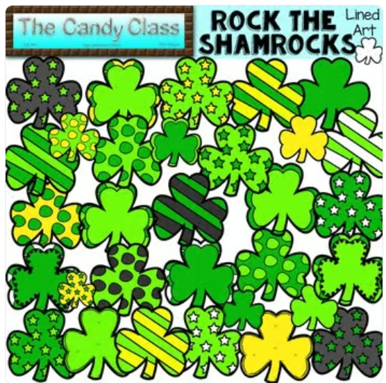 St Patricks Day Clipart Shamrock Templates Three Leaf Clovers Spring March image preview 2
