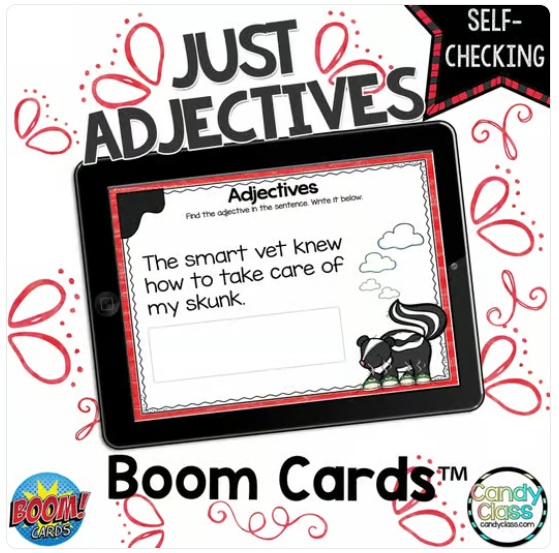 Adjectives Activities Boom Cards Digital 2nd Grade Grammar Practice ELA Review image preview 2