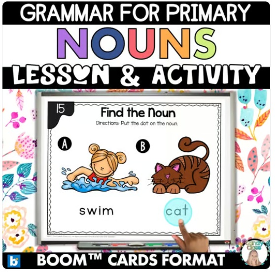 Nouns Kindergarten Grammar Practice Review Digital Boom Card Activity Game image preview 2