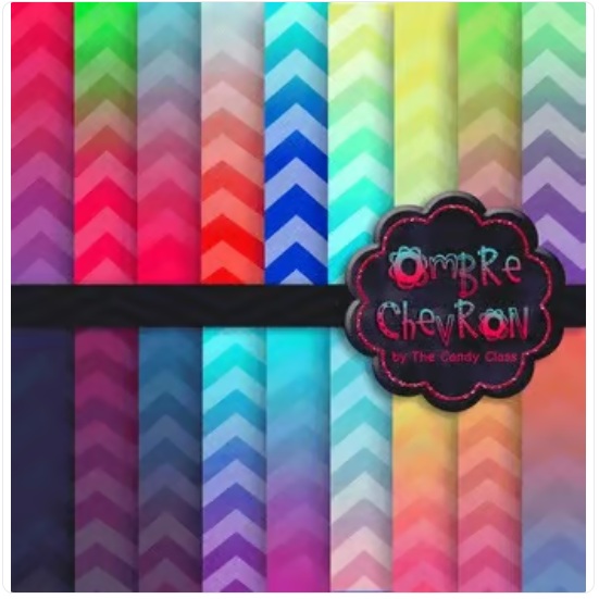 Ombre Chevron Digital Papers Backgrounds Commercial Use Pink Purple Aqua Yellow image preview 2