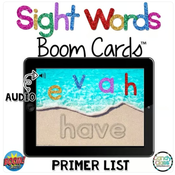 Kindergarten Primer Digital Sight Word Practice Review Activities Boom Card Game image preview 2