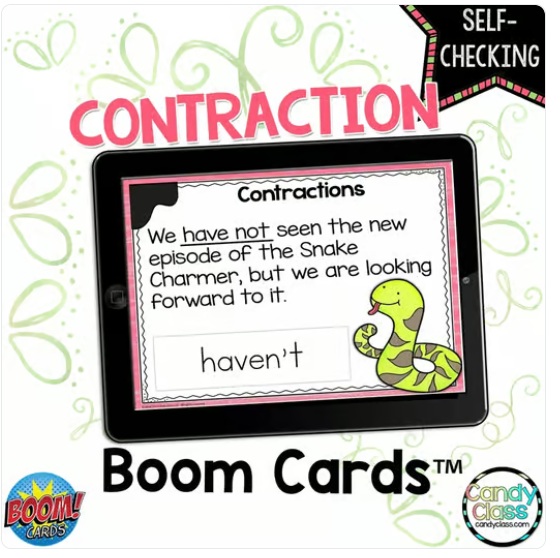 Contraction Boom Cards Grammar Center Activity Digital Game with Apostrophes image preview 2
