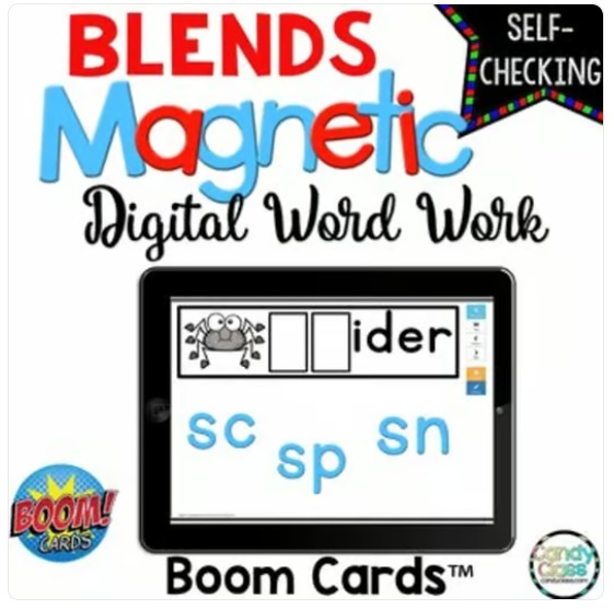 Consonant Blend Phonics Digital Word Work Reading Boom Card Review Game Activity image preview 2