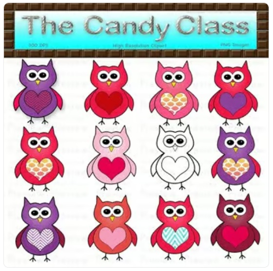 Valentine Owls Clipart February Heart Belly Commercial Use image preview 2